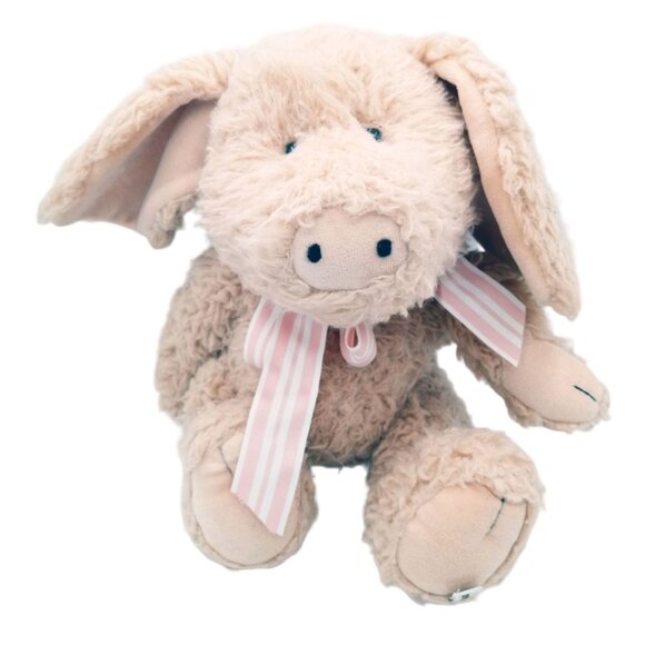 Pink Pig Boyds Plush Big Ears Corkscrew Tail Striped Ribbon Stuffed Animal 12" - Picture 1 of 15